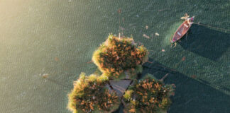 Isole galleggianti per curare il lago